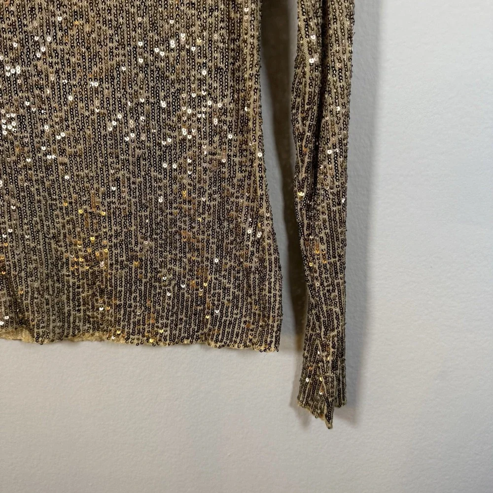 NEW Intimately‎ Free People Gold Rush Sequin Shirt Glam Maximalist Women Large